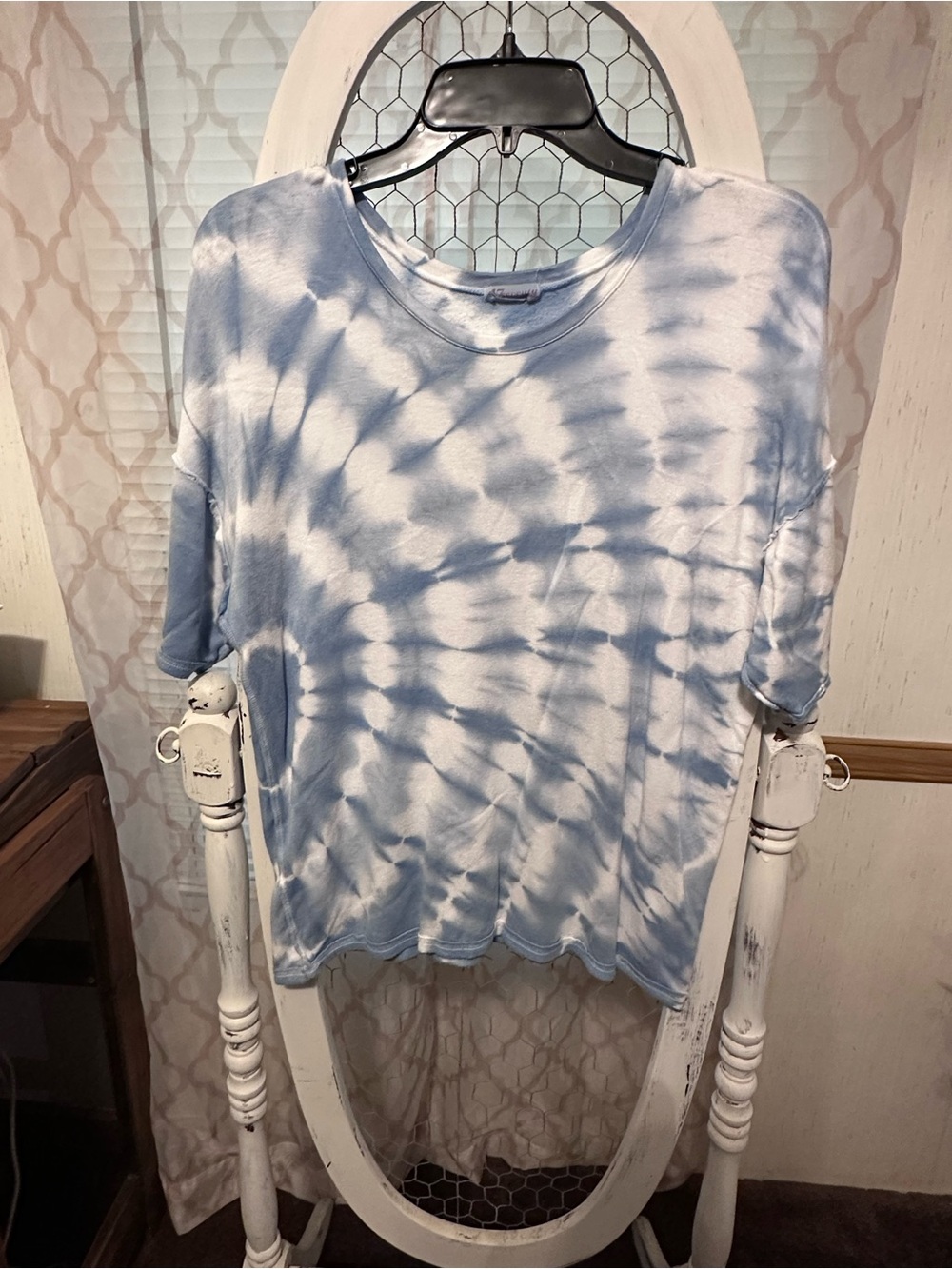 Seventy Light Blue and White Tie-Dye Short Sleeve Tee